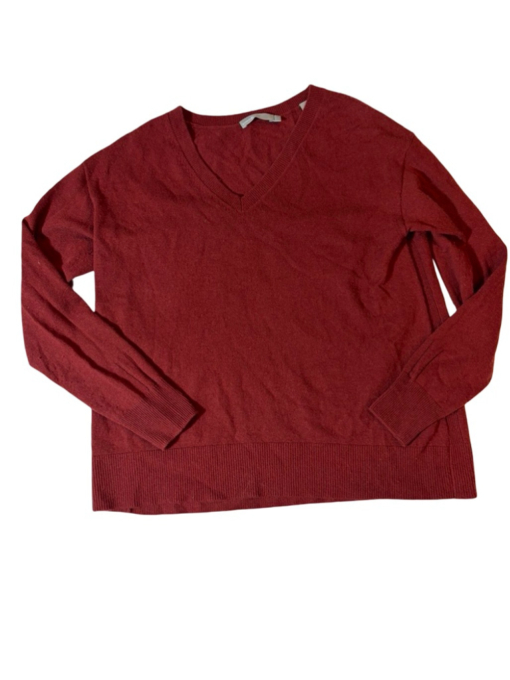 Vince Red Wool Cashmere V Neck Sweater Quiet Luxury Knit Small